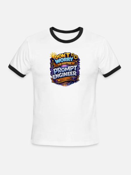 Don't Worry I'm Just The Prompt Engineer -Funny AI - Men's Ringer T-Shirt - white/black