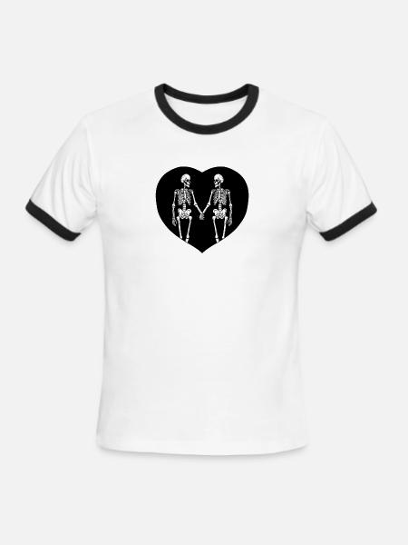 Skeleton Lovers Heart - Men's Ringer T-Shirt - white/black