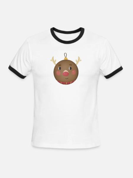Cozy Reindeer Ornament Ball - Men's Ringer T-Shirt - white/black