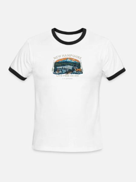 New Hampshire Wildlands Crest - Men's Ringer T-Shirt - white/black