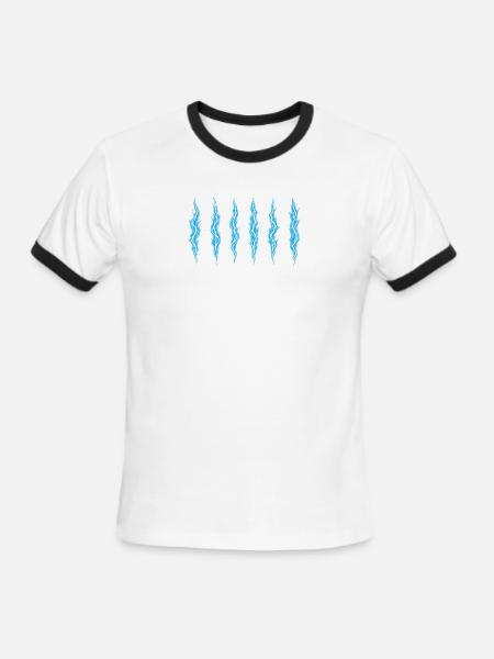 Azure Lightning Strikes Pattern - Men's Ringer T-Shirt - white/black