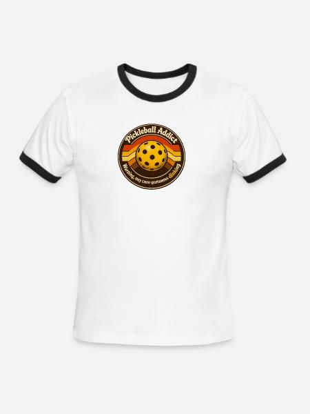 Retro Pickleball Sunset - Men's Ringer T-Shirt - white/black