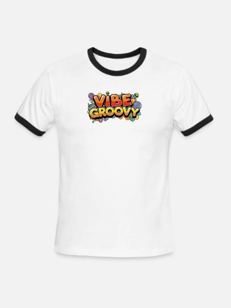 Y2K Aesthetic Retro T-Shirt | Groovy 90s Vintage  - Men's Ringer T-Shirt - white/black