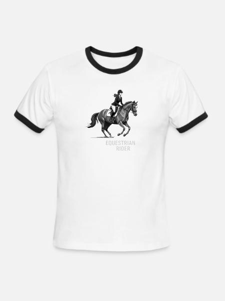 Monochrome Equestrian Rider - Men's Ringer T-Shirt - white/black