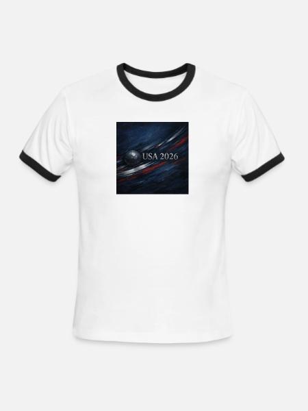 USA 2026 Soccer Emblem - Men's Ringer T-Shirt - white/black