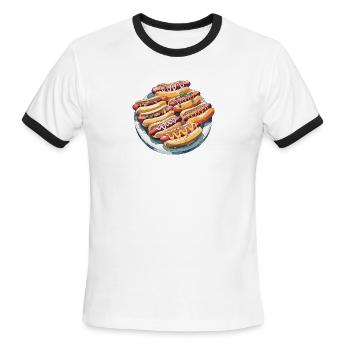  Gourmet Hot Dog Lover Plate Loaded Sausage Street - Men's Ringer T-Shirt - white/black - Front - Jackson (183cm)