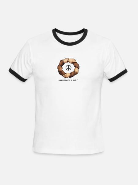 Humanity First Unity Circle - Men's Ringer T-Shirt - white/black