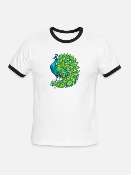 Vivid Peacock Cascade - Men's Ringer T-Shirt - white/black