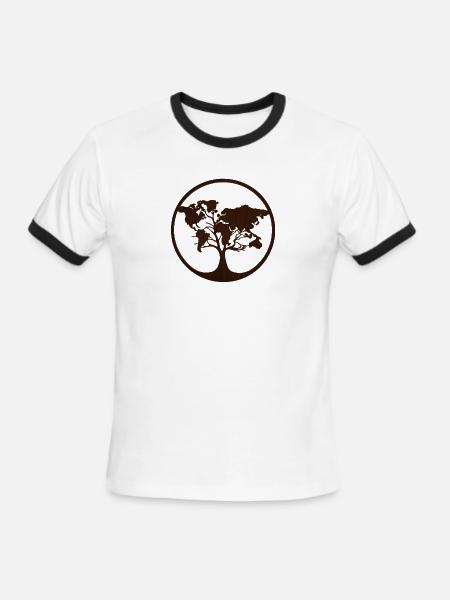 Circle Tree world map - Men's Ringer T-Shirt - white/black