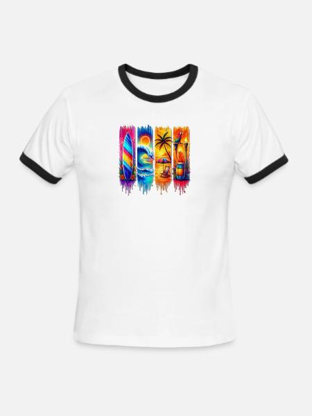 the beach is nice - Men's Ringer T-Shirt - white/black