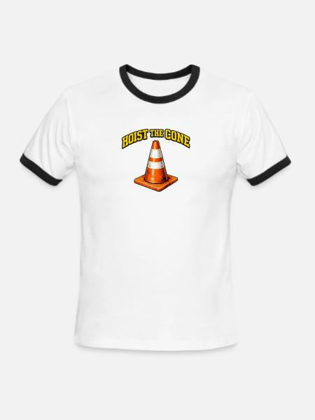 Hoist The Cone Funny Baseball Meme - Men's Ringer T-Shirt - white/black