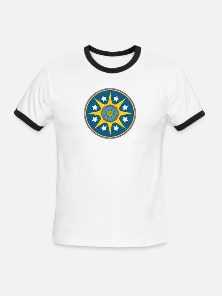 Solar Starburst Emblem Circle - Men's Ringer T-Shirt - white/black