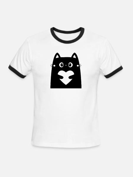 Happy Valentines Day Cat Kitten - Men's Ringer T-Shirt - white/black