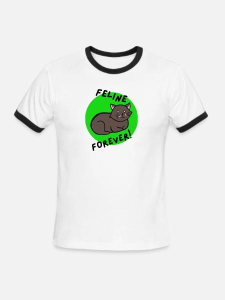 Feline forewer cat lover art - Men's Ringer T-Shirt - white/black