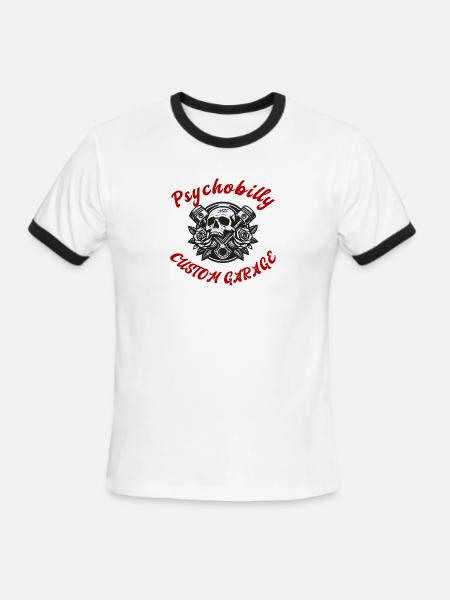 PsychoBilly Custom Garage - Men's Ringer T-Shirt - white/black
