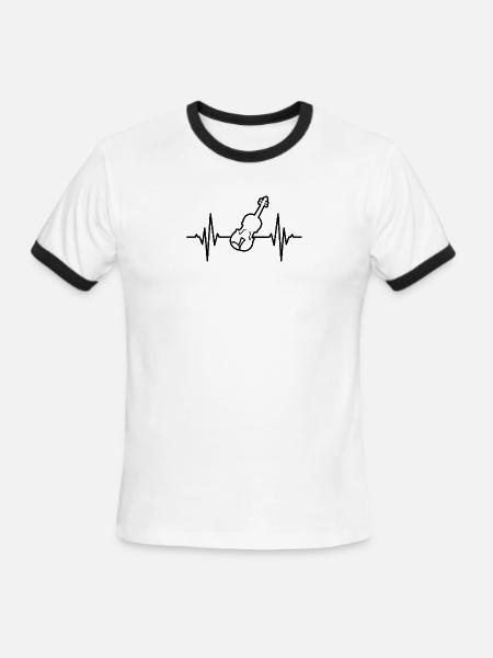 Violin ECG Heartline - Men's Ringer T-Shirt - white/black