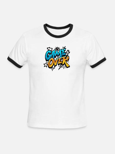 Game Over Neon Splash - Men's Ringer T-Shirt - white/black