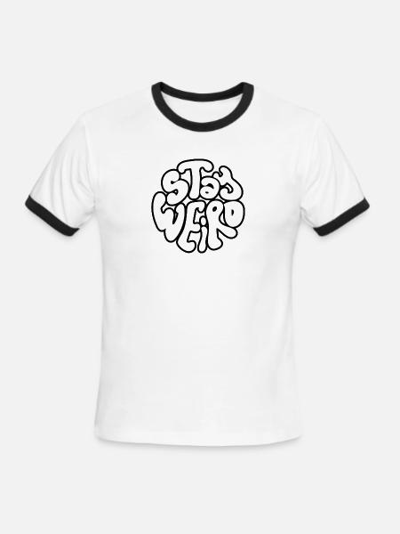Stay Weird Retro Circle Text - Men's Ringer T-Shirt - white/black