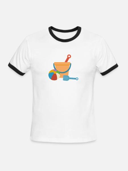Beach Bucket Playset - Men's Ringer T-Shirt - white/black