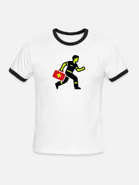 Paramedic Running First Aid Kit - Men's Ringer T-Shirt - white/black