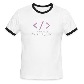 Code Brackets in My Head - Men's Ringer T-Shirt - white/black - Front - Jackson (183cm)