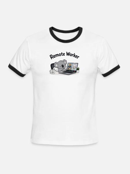 Remote Worker - Men's Ringer T-Shirt - white/black