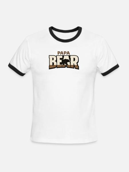 Papa Bear Rustic Logo - Men's Ringer T-Shirt - white/black
