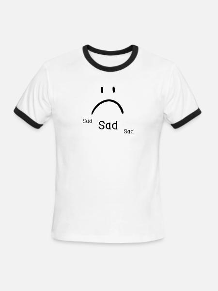 sad face - Men's Ringer T-Shirt - white/black