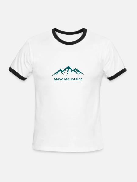 Move Mountains Mountain Crest Logo - Men's Ringer T-Shirt - white/black