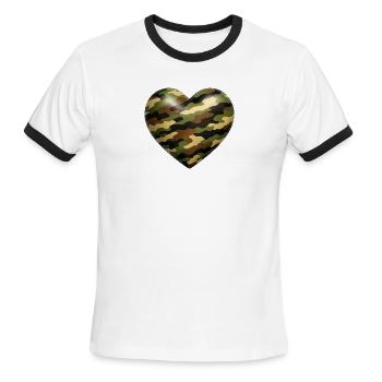 Camo Heart - Men's Ringer T-Shirt - white/black - Front - Jackson (183cm)