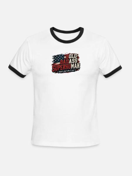 Bold Badass Superhuman Flag Art - Men's Ringer T-Shirt - white/black