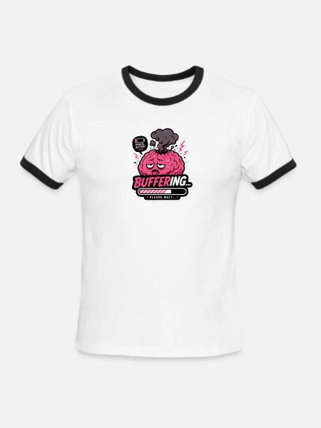 brain loading sticker - Men's Ringer T-Shirt - white/black