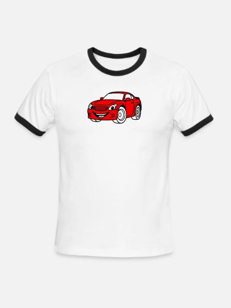 cartoon kids car - Men's Ringer T-Shirt - white/black