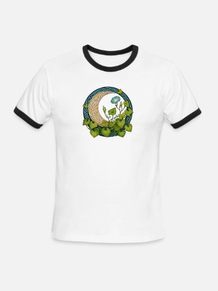 Moonlit Knotwork Vines - Men's Ringer T-Shirt - white/black