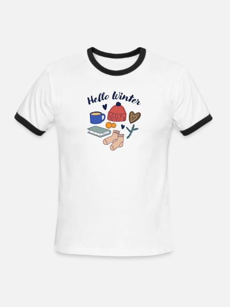 Hello Winter Cozy Essentials - Men's Ringer T-Shirt - white/black