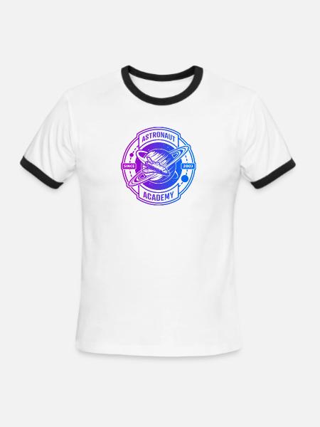 Astronaut Academy Badge - Men's Ringer T-Shirt - white/black