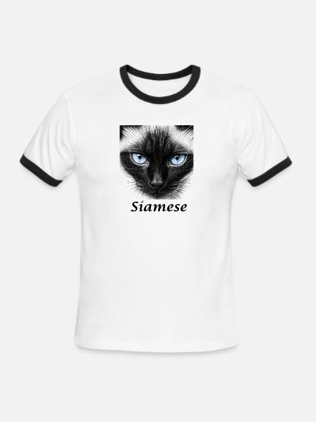 Siamese Cat - Men's Ringer T-Shirt - white/black