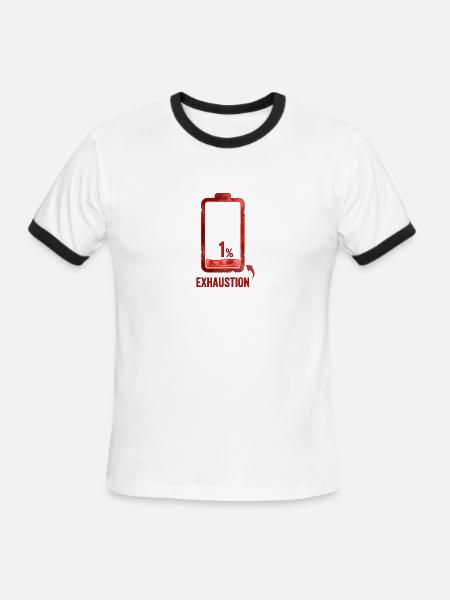 1% Exhaustion Battery Art - Men's Ringer T-Shirt - white/black