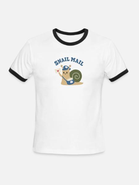 Snail Mail Cute Postage Snail - Men's Ringer T-Shirt - white/black
