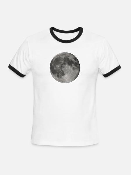 Lunar Echoes Moon Print - Men's Ringer T-Shirt - white/black