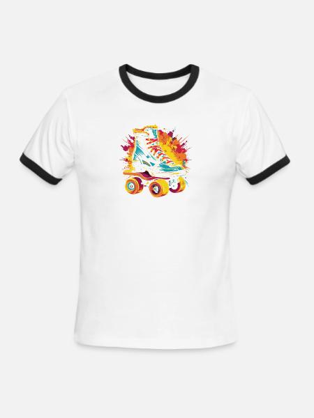 Roller Skates Splotch - Men's Ringer T-Shirt - white/black