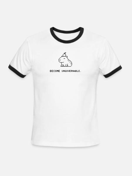 Become Ungovernable Capybara - Funny Meme Shirt - Men's Ringer T-Shirt - white/black