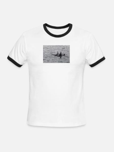 Alaska Orca Pod - Men's Ringer T-Shirt - white/black