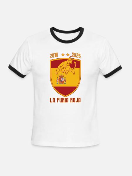 Spain World Champions 2026 Soccer Crest - Men's Ringer T-Shirt - white/black