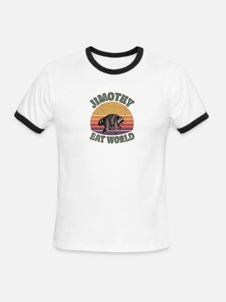Jimothy Eat World Raccoon Sunset Seattle Trash  - Men's Ringer T-Shirt - white/black