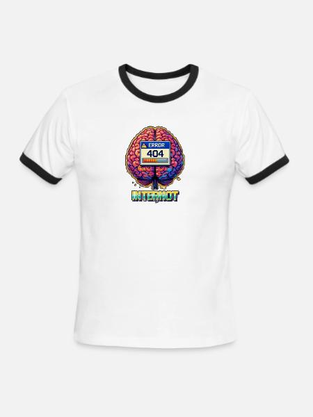 Retro Brain 404 Internet - Men's Ringer T-Shirt - white/black