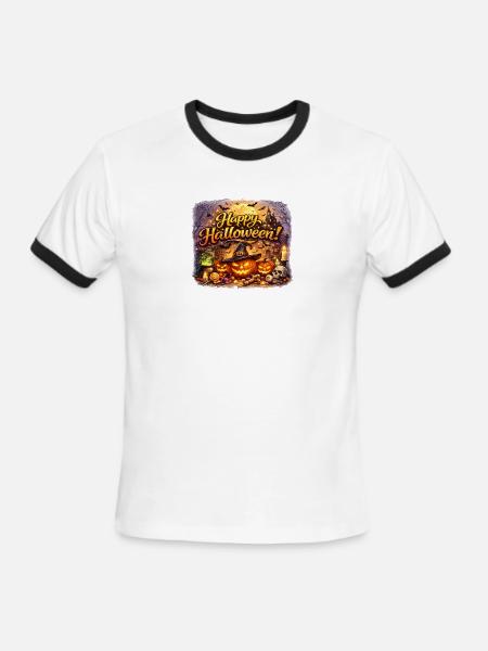 Happy Halloween Pumpkin Portrait - Men's Ringer T-Shirt - white/black