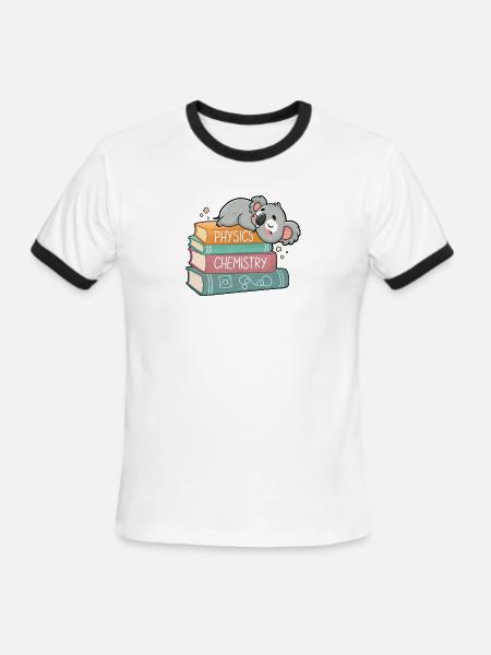 Koala Nap on Science Books - Men's Ringer T-Shirt - white/black
