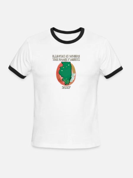 Illinois Family Map 2027 Reunion - Men's Ringer T-Shirt - white/black