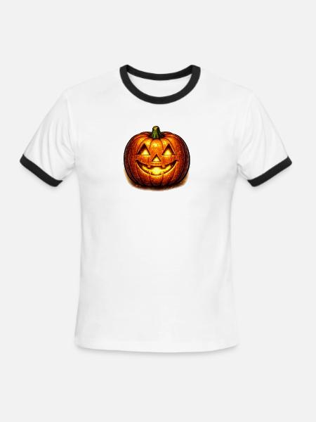 Halloween Pumpkin (Jack-o-Lantern) - Men's Ringer T-Shirt - white/black